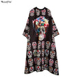Wanmei Custom  logo Black Personalized Skeleton Pattern Cutting Hairdressing Tools Capes Barber and Hairdressing