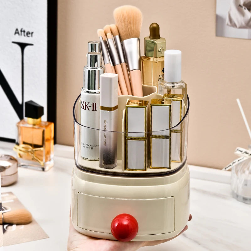 New  360�� Rotating Desktop Dustproof Cosmetics Organizer Light Luxury Storage Box