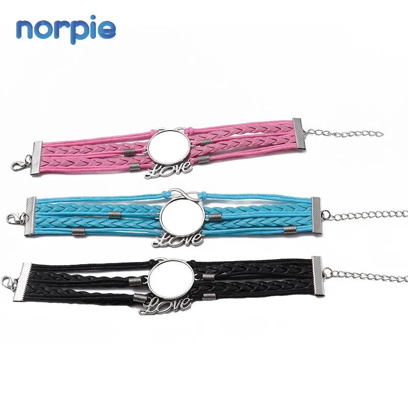 Sublimation Blank Bangles Braided Multi Layers Bracelet Sublimation Printing Love