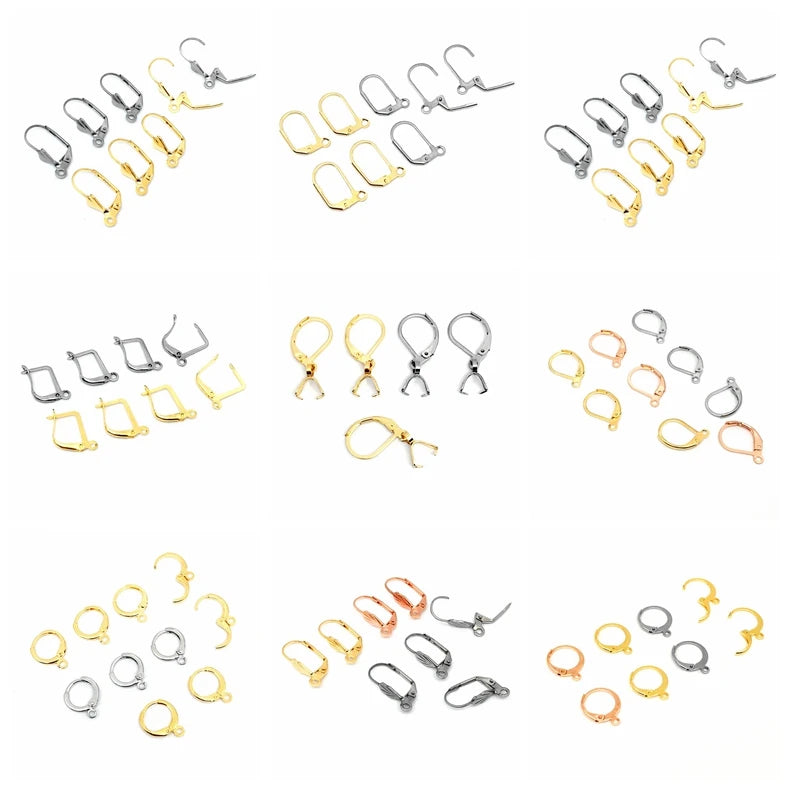 100pcs/bag Stainless Steel Gold Filled French Earring Hook Lever Back Earring Jewelry Findings Components for DIY Jewelry Making