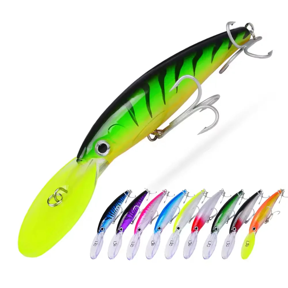 32g 50g 75g Deep Diving Large Minnow Lure Artificial Wobbler Hard Bait Crankbait Sea Bass Pike Perch Fishing Tackle MegaBDM