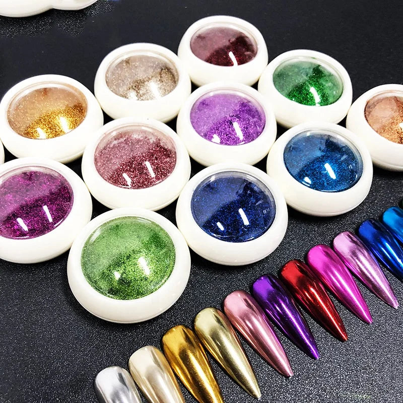 0.5g/jar Mirror Pigment Powder Nail Glitter Dip 19Colors Nail Glitter Mirror Powder Chrome Dust Nail Art Pigment Powder