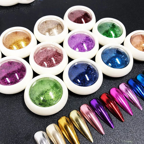 0.5g/jar Mirror Pigment Powder Nail Glitter Dip 19Colors Nail Glitter Mirror Powder Chrome Dust Nail Art Pigment Powder