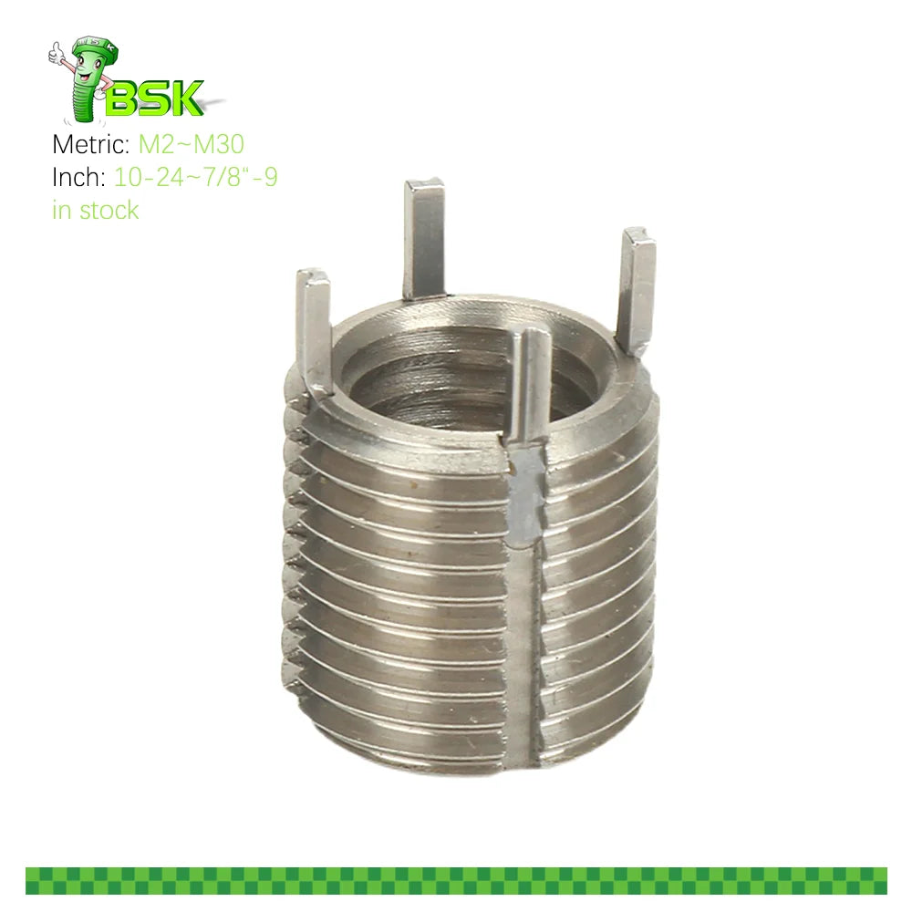Stainless Steel M2 to M30 Keylock Thread Insert Key-Locking Thread Repair Inserts Inch 10-24 10-32 1/4 to 7/8-9  Heavy Wall