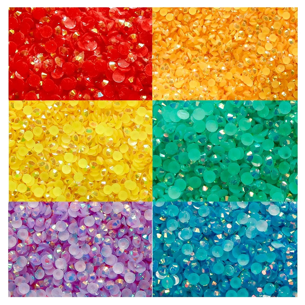 Yantuo Factory Bulk Package AB Colors  Flat Back Resin Rhinestone Beads 5mm Ss20 Jelly Non Hot Fix Rhinestone