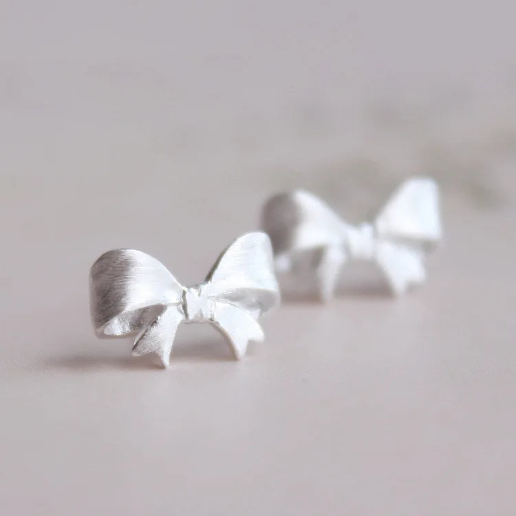 925 Sterling Silver Earrings Wholesale Bow Brushed Earrings Fashion Earrings Korean Version of Sterling Silver Jewelry