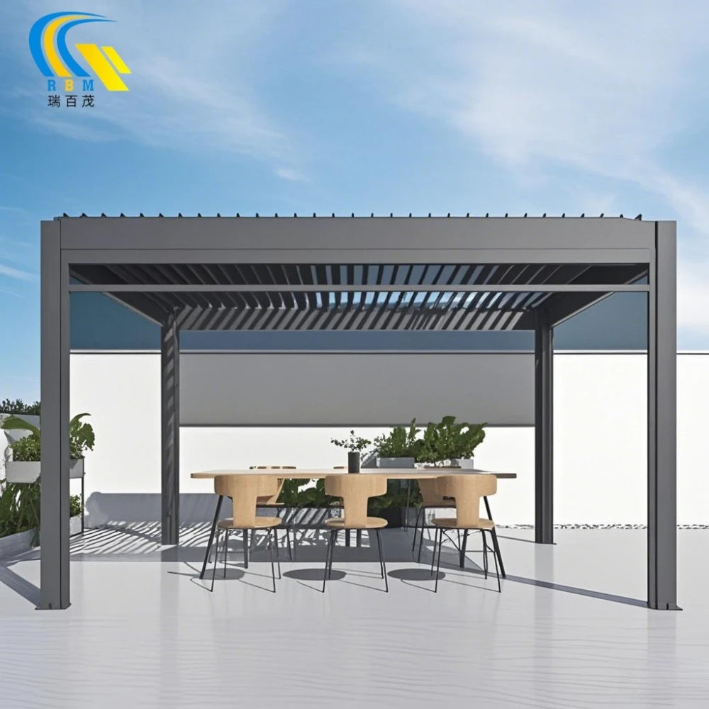 Customized Bioclimatic Motorized Aluminium Outdoor Pergola Automatic Adjustable Louver Awnings for Garden Gazebo Pavilion