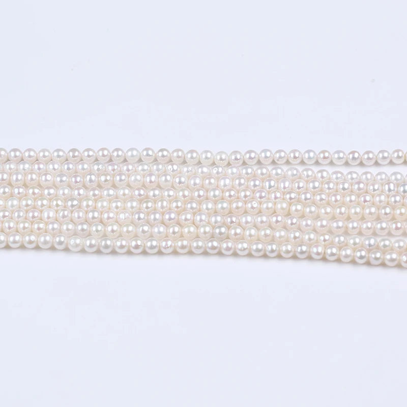 6mm Natural Freshwater Real Pearl Strands White Color round Shape for Jewelry Making