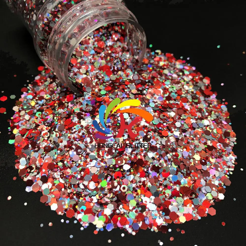 High Quality Holographic Chunky Glitter Wholesale Bulk Mixed Nail Art Glitter for Christmas Crafts