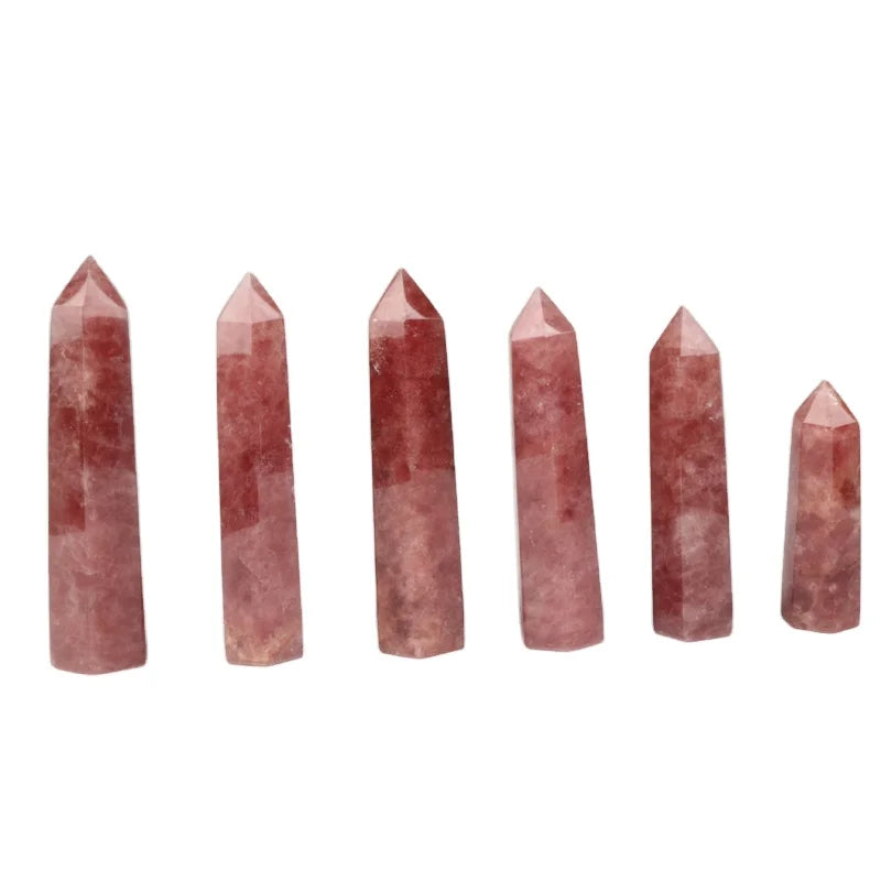 Wholesale Natural Crystal Healing Point Strawberry Quartz Crystal Point for Healing Gift
