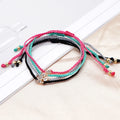 Go2BoHo Solid Braided Cord Bracelet Fashion Jewelry Bezel Clear Colorless Rhinestone Solitaire Friendship Bracelets for Women
