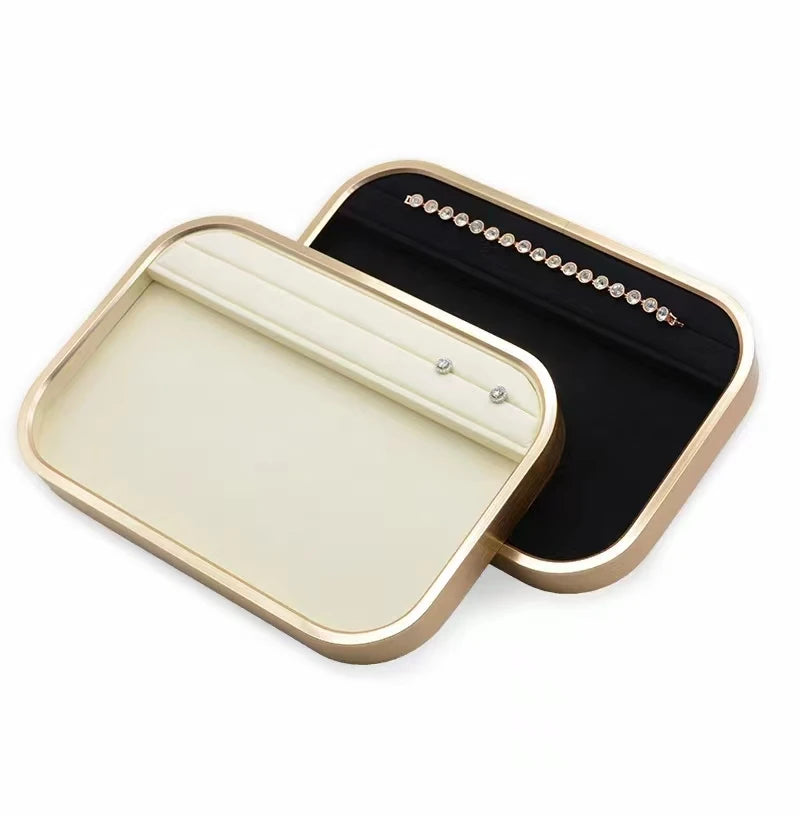Luxury Stackable Decorative Multifunction Metal Stackable GemstoneJewelry Showcase Display Trays