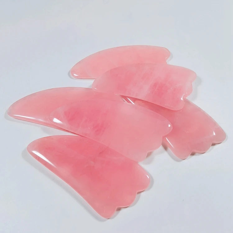 HZ Natural Custom Body Rose Quartz Jade Stone Scraping Massage Board Obsidian Gua Sha Tool Set