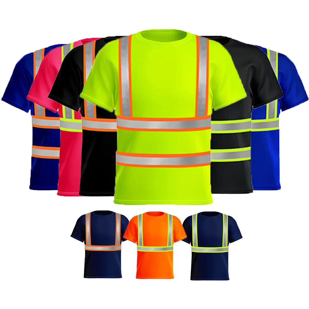 Summer Hi Viz  Reflective Safety Shirts Short Sleeve Uniform With Customized Logo