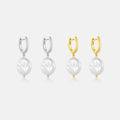 FUAMAY Minimalist Classic 925 Sterling Silver Shell Pearl Earrings Simple U Shape Hoop Mother of Pearl Shell Earrings