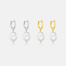 FUAMAY Minimalist Classic 925 Sterling Silver Shell Pearl Earrings Simple U Shape Hoop Mother of Pearl Shell Earrings