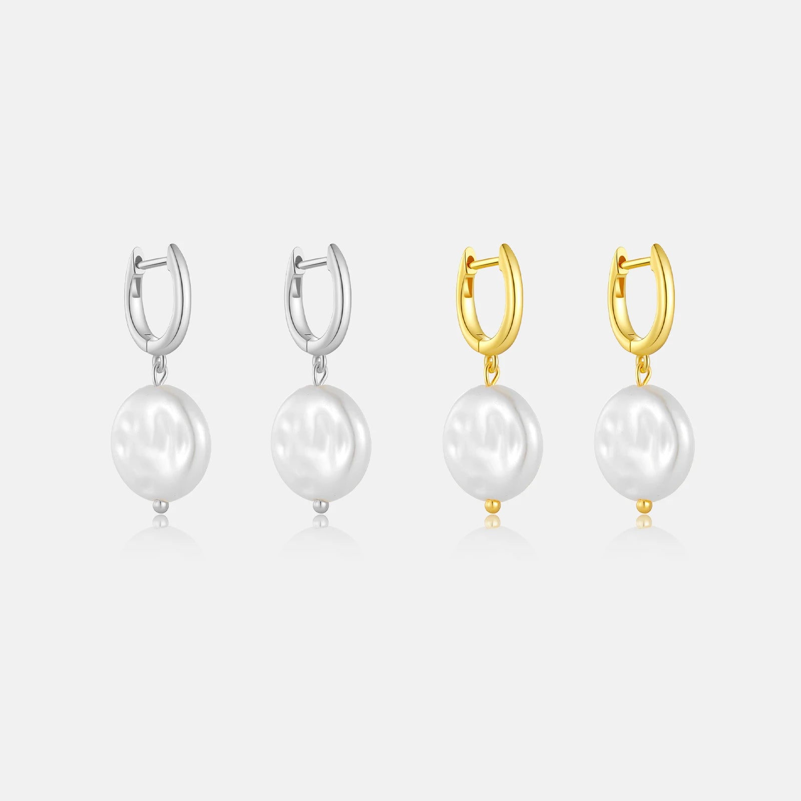 FUAMAY Minimalist Classic 925 Sterling Silver Shell Pearl Earrings Simple U Shape Hoop Mother of Pearl Shell Earrings