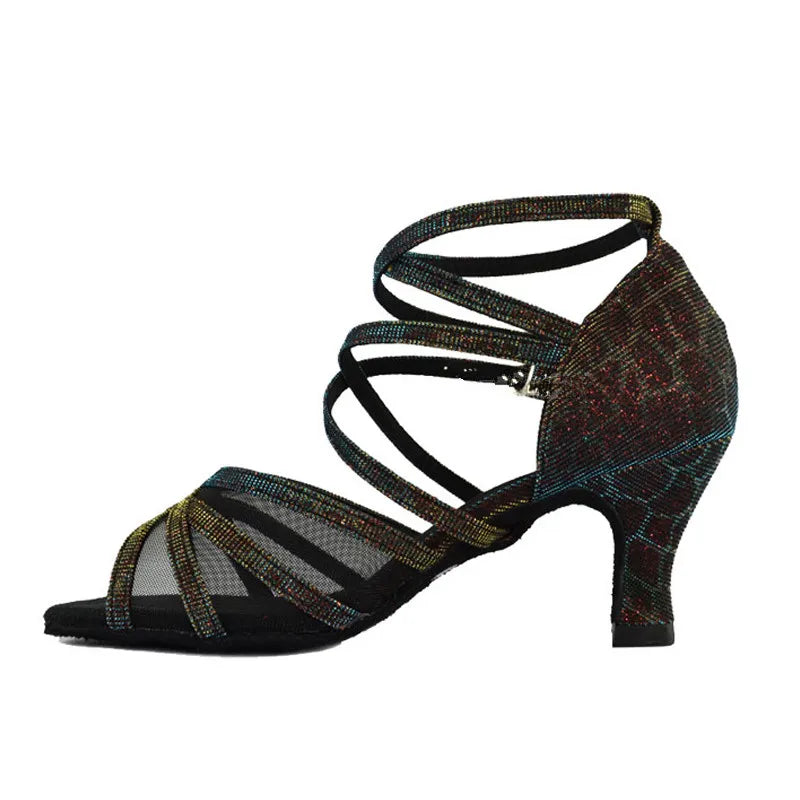 Evkoodance Professional OEM Size Dance Shoes Shinny Latin Ballroom Salsa Heel Height 6cm Zapatos De Baile