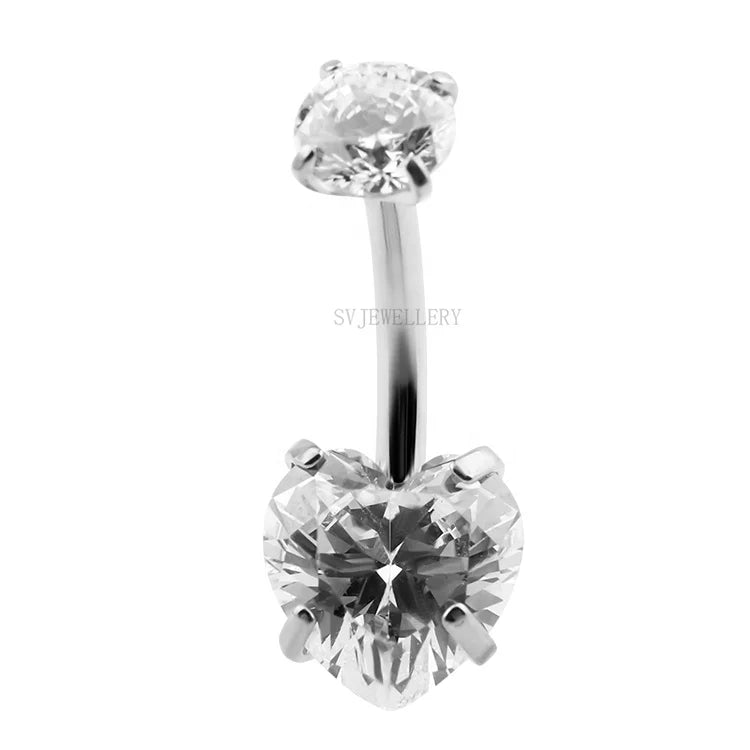 Titanium Heart Shape Internally Threaded Belly Button Ring Navel Ring Piercing Jewelry
