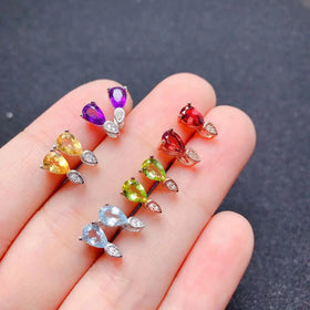 925 Silver Natural Topaz Drop Designs Feather Butterfly Jewelry Display Stand Rhodium and Gold Plated Gift for Women Low MOQ