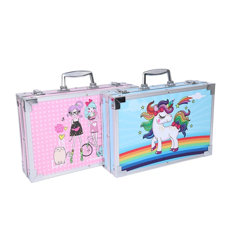 Custom 145pcs Art Set Kids Birthday Gift Set Aluminum Frame Gift Box Contain Color Pencil Oil Pastel Art Marker ASTM Certified
