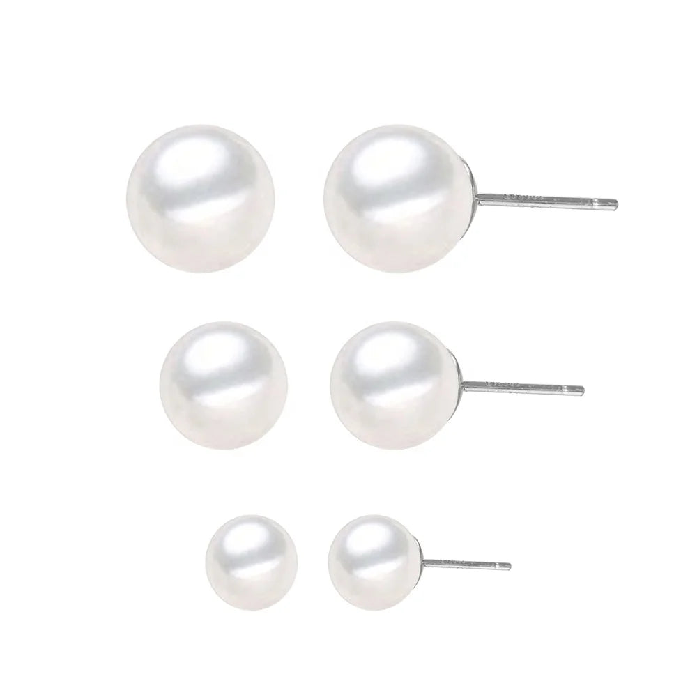 EManco Dianty Elegant Stainless Steel Stud Earrings Minimalist Pearl for Women Trendy Fine Shell Jewelry