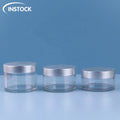 1oz 2oz 15/30ml Sweet Plastic Cosmetic Packaging Pink Lid and Clear Plastic Jar for Skin Care Face Cream and Eye Cream Jars