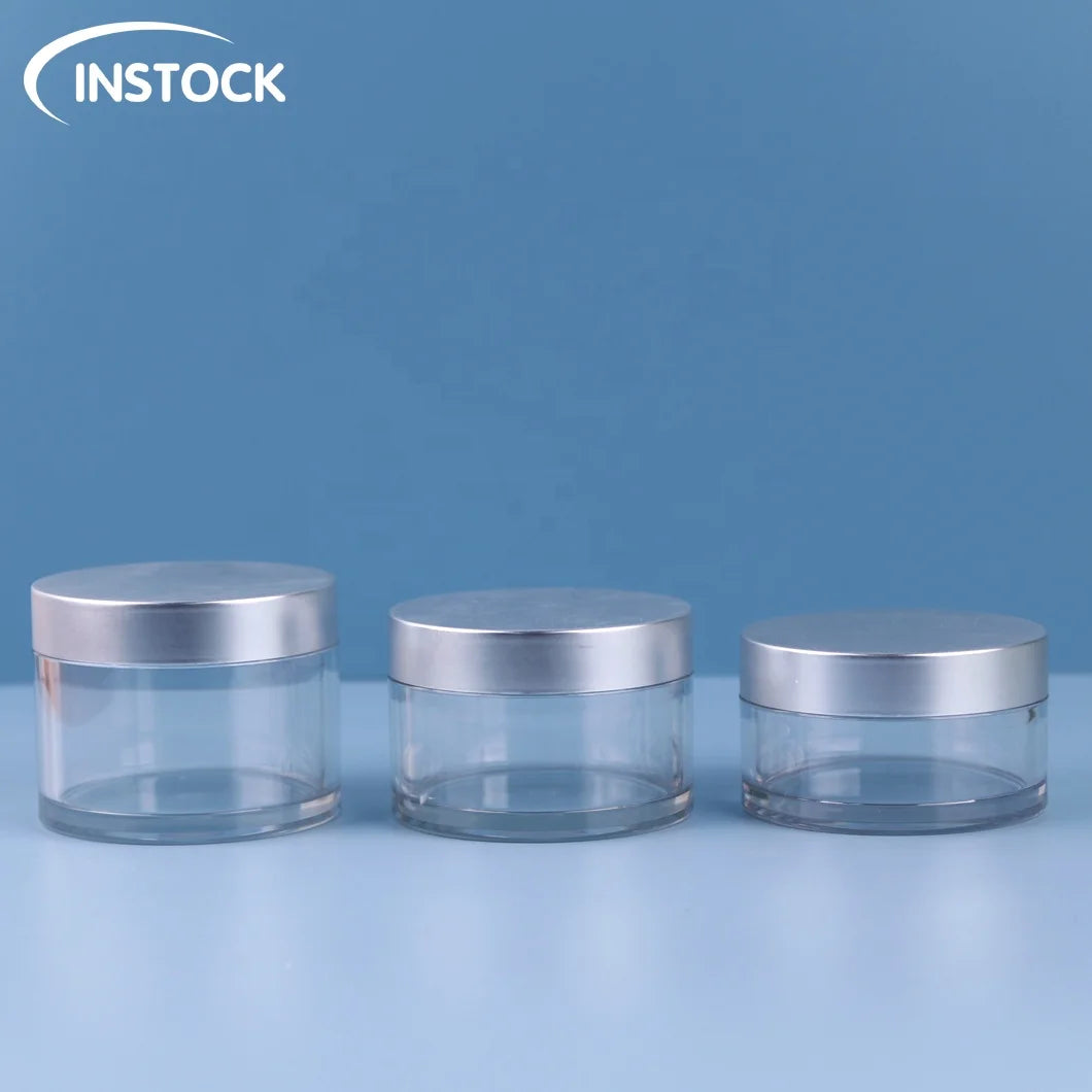 1oz 2oz 15/30ml Sweet Plastic Cosmetic Packaging Pink Lid and Clear Plastic Jar for Skin Care Face Cream and Eye Cream Jars
