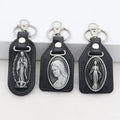 Wholesale Christian Leather Combination Religious Figure Pattern Mary Metal Key Chain Ornament for Men