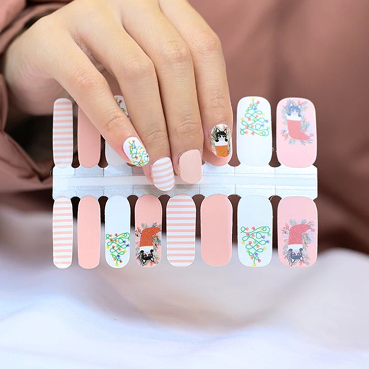Christmas Nail Wraps Customized Self Adhesive Nail Polish Strips