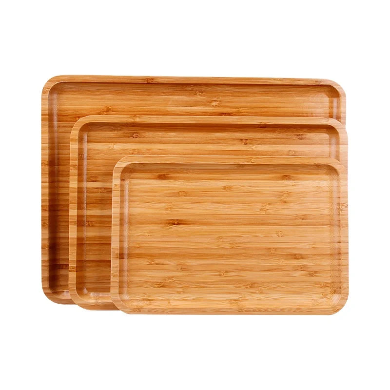 Custom Size Wood Food Serving Tray Bamboo Dishes Plate Cheese Board Salad Fruit Platter Engraving for Kitchen Great Gift Idea