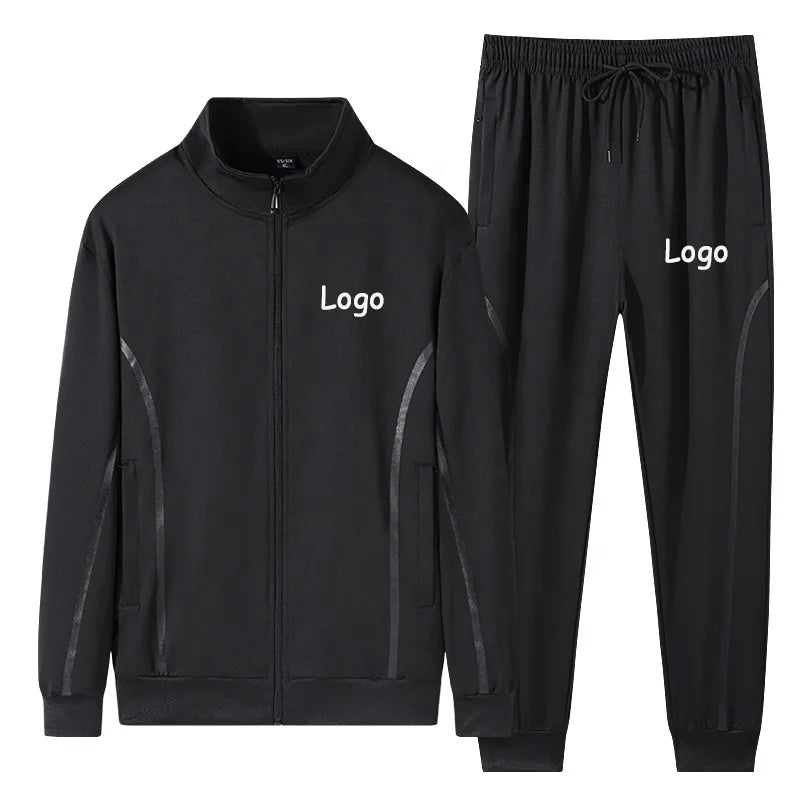 Wholesale M-7xl Youth Autumn Jacket + Long Pants Trackauits Long Sleeve Striped Matching Sportswear 2 Piece Set Casual Suits