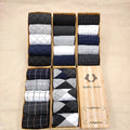 Wholesale 5 Pairs Gift Box Men Solid Color Crew Socks Business Casual Cotton Socks