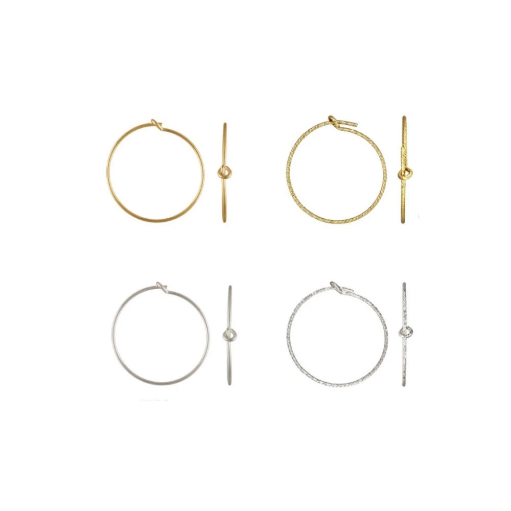 Tiny Gold Filled Wire Beading Hoop Earrings 14K for Permanent Jewelry Making Findings