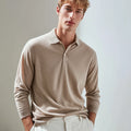 Men's Sophisticated XXL Pure Cashmere for Polo Sweater Long Sleeve Lightweight Knit Shirt  Button Stripe Jacquard Print