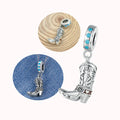 Fashion Original Silver Bracelet Charms S925 Sterling Silver Western Cowboy Leather Boots Charm Pendant Jewelry Making