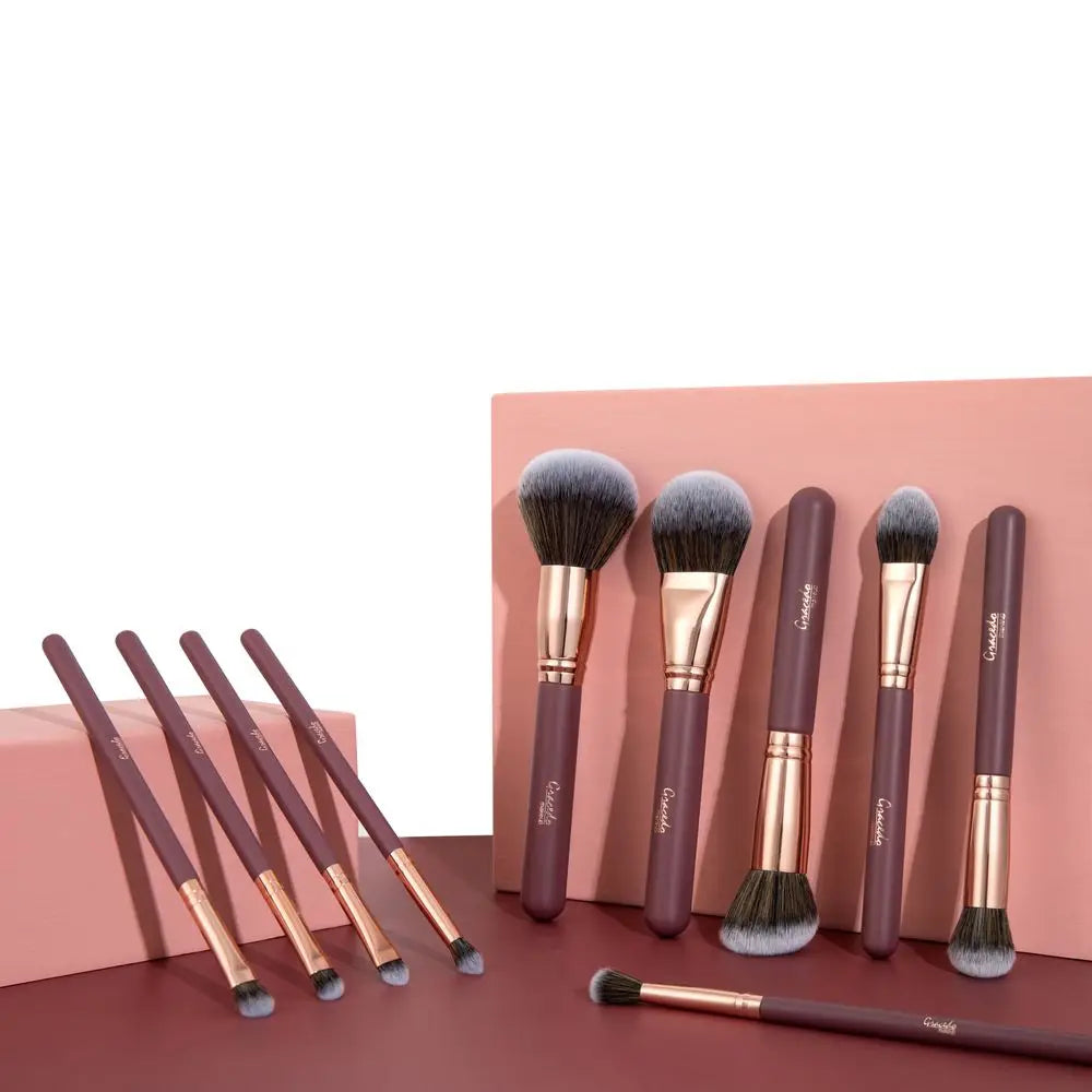 Gracedo Professional Rose Gold Private Label Soft Synthetic Hair Face Makeup Brush Set with Bag Including Shaving Brush