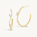 LOZRUNVE 925 Sterling Silver Pave CZ Wave Leaf Marquise Big Open Hoop Earring 14k Gold 18k Gold