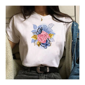 Custom Printing Casual Short Sleeve Women Clothing Casual Shirt Tops Letter Graphic Print Basis White Designer Girl's Tee Shirt