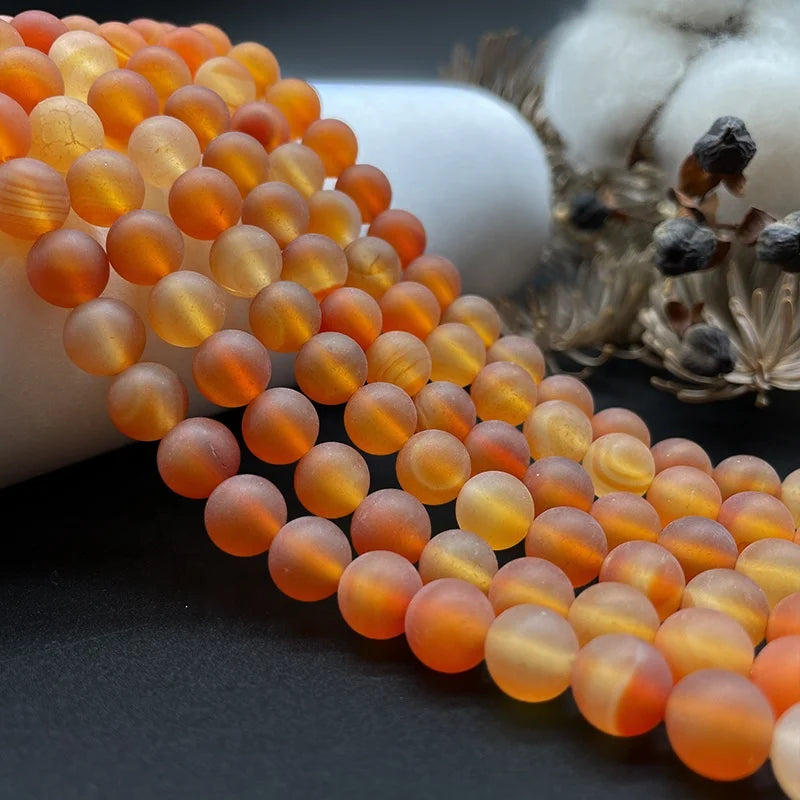 Natural  Matte Orange Carnelian Gemstone Loose Beads for Jewelry Making Orange Agate 10mm Round Stone Beads