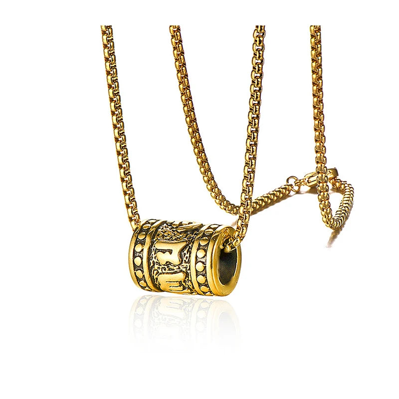 2023 Daming Mantra Buddhist Titanium Steel Men and Women Six Character Mantra Pendant Punk Pendent