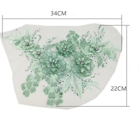 Exquisite 3D Lace Applique Patch 6 Rhinestones Sequins Embroidered Flower Clothing Decorative Patches for Fashion Dress CA017