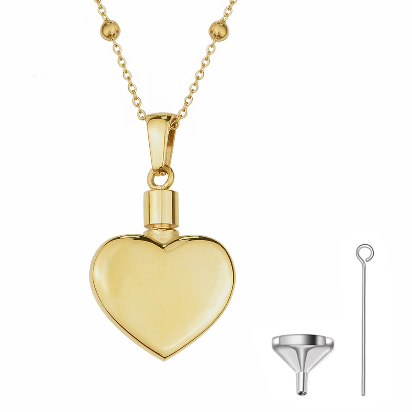Merryshine Stainless Steel Cremation Jewelry Gold Pet Dog Urn Pendant Necklace with Pearl Memorial Keepsake for Ashes Parties