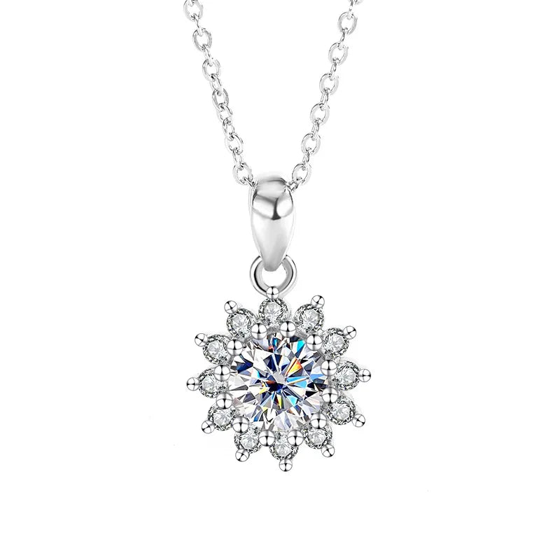 Supplier Light Luxury Dainty Pendant Women's Clavicle Chain 925 Sterling Silver Moissanite Sunflower Necklace