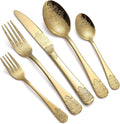 24 Piece Stainless Steel Tableware Flower Pattern Cutlery Set Modern Luxury Silverware Set