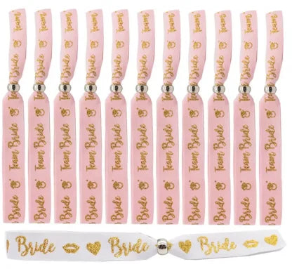 Bride Tribe Pink & White Cloth Wristbands Bachelorette Party Favors & Supplies Wristbands & Hair Ties for Bachelorette Parties