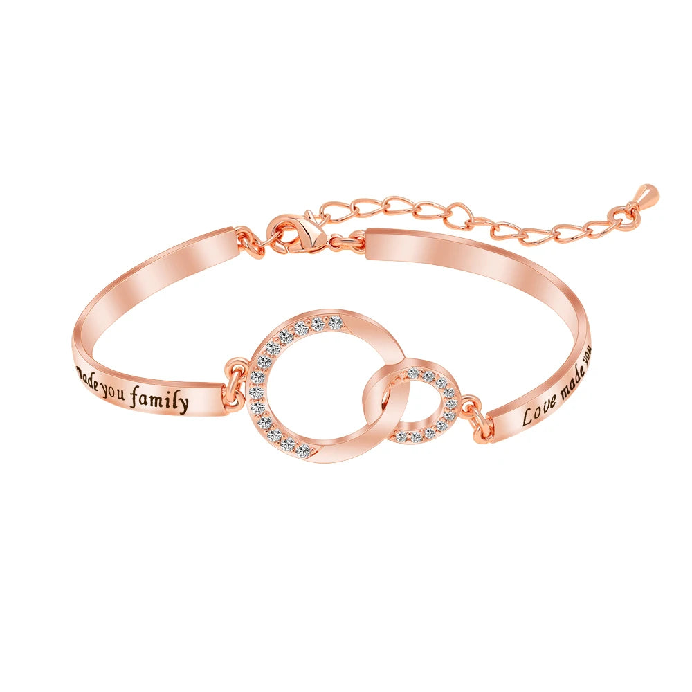 Trendy New Style Double Loop Chain Bracelet 'Marriage Made You Family Love Made You My Mom' for Anniversaries Mom Wrap Bracelets