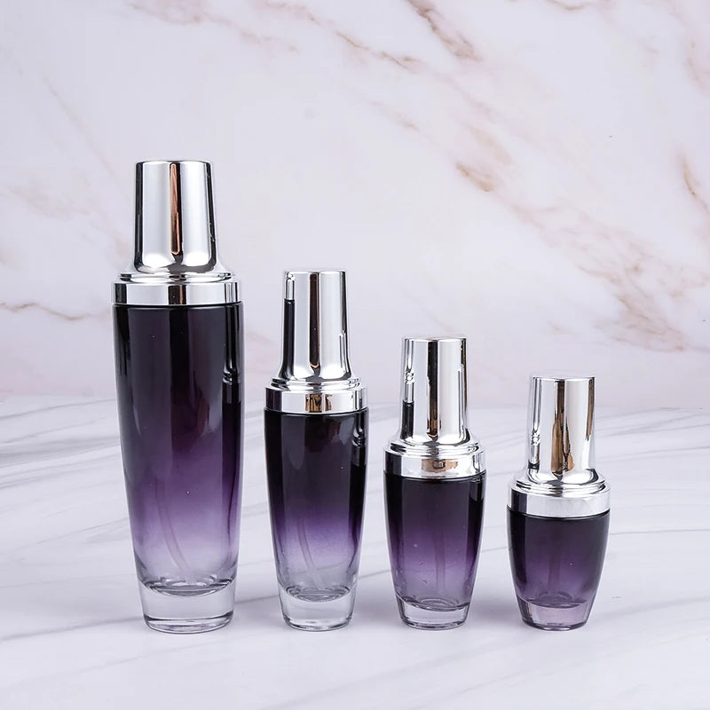 Custom Logo 20ml 30ml 50ml 120ml Black Glass Lotion Pump Bottle Frost Cosmetic Glass Bottles