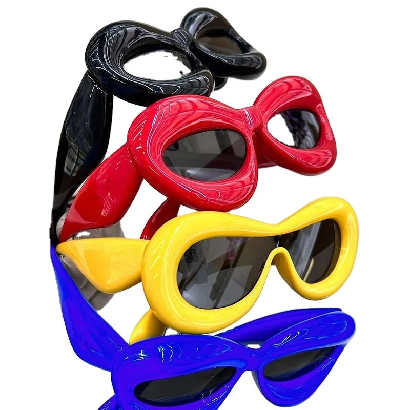 LvCong 2023 Unique Trendy Inflated Cat Eye Y2K Sunglasses Women Fashion Luxury Designer Hip Hop Sun Glasses