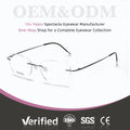 Wholesale Dropshipping Custom Rimless Rectangle Luxury 2026 Ultralight Titanium Prescription Optical Eyeglasses for Unisex